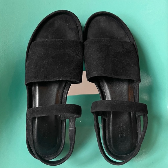 FURLA CAPRICCIO SLINGBACK BLACK PLATFORM SUEDE SANDALS - Picture 3 of 11